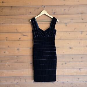 Anthropologie Tadashi Shoji Black Velvet Bandage Cocktail Formal Dress Midi S
